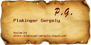 Plakinger Gergely névjegykártya